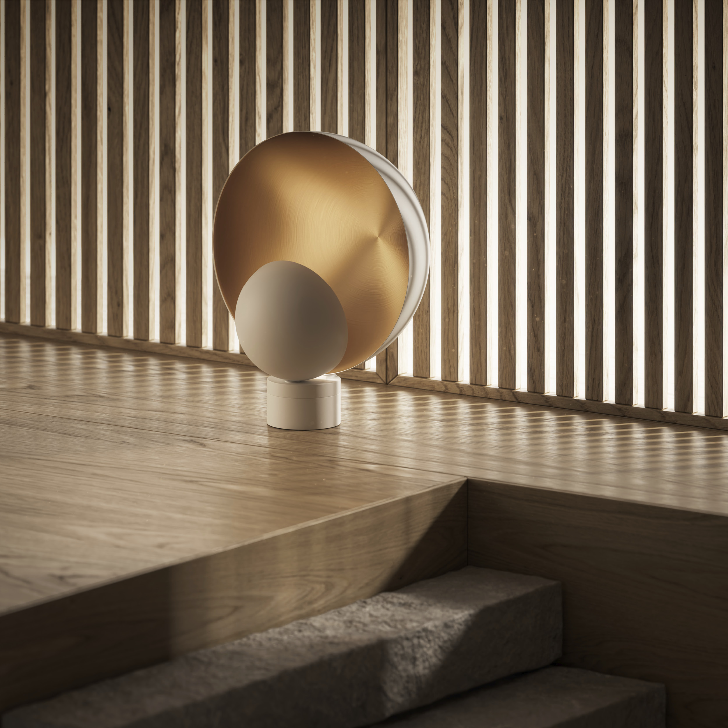 luminária de mesa e piso sol, de mnma studio para lumini