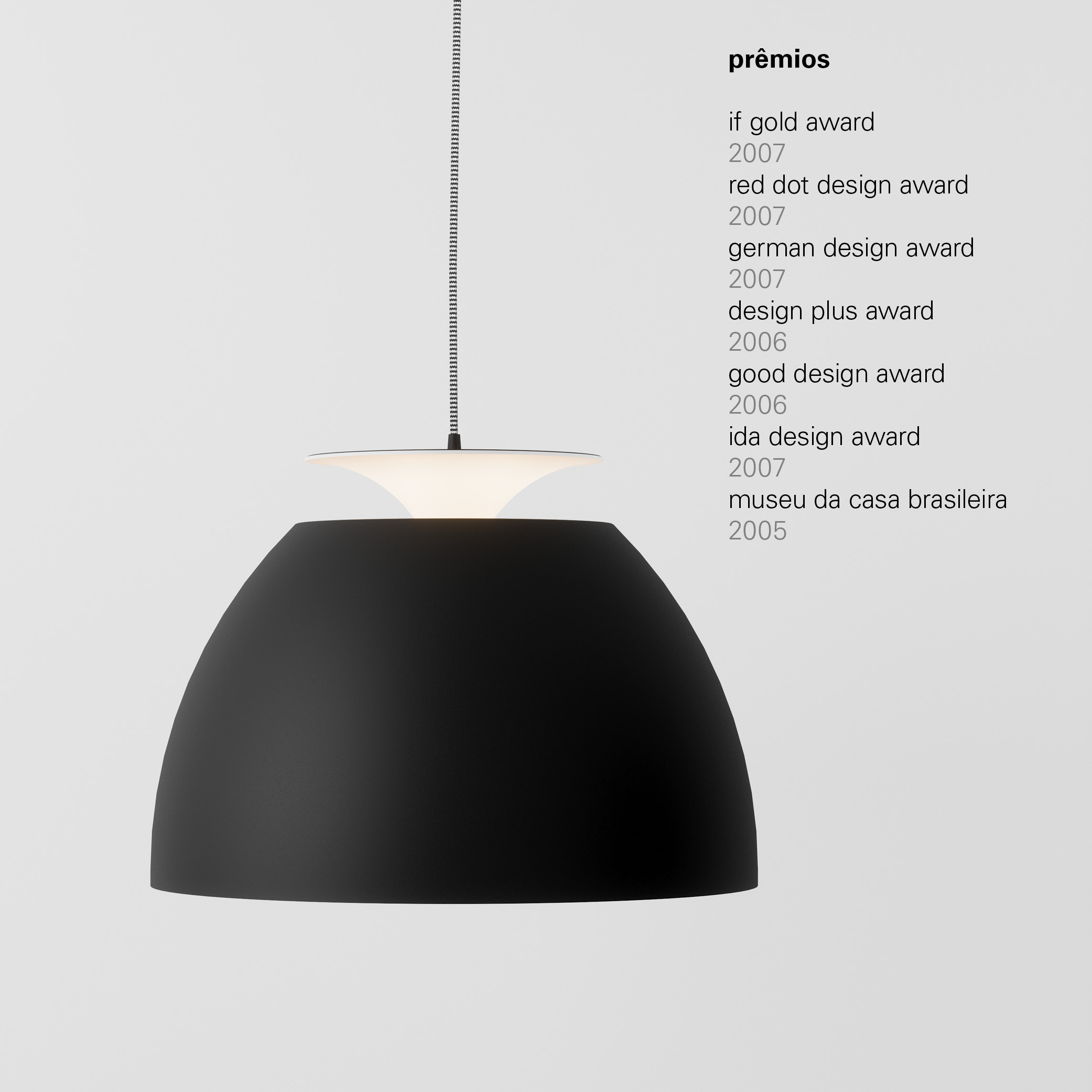 luminária bossa, por fernando prado para lumini, bossa 20 anos